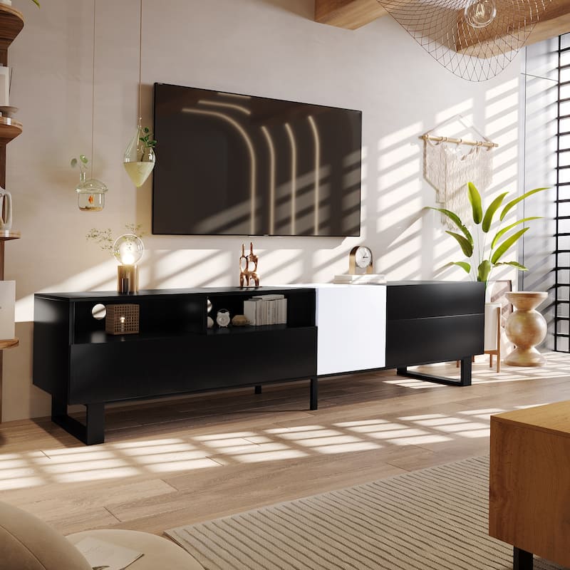 Modern TV Stand , Entertainment Center with Drop Down Door for Living Room, Bedroom