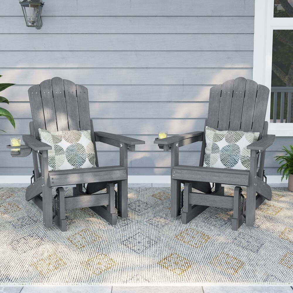 Glider Adirondack Chair 3-Position Adjustable, HDPE Wood-Like Texture