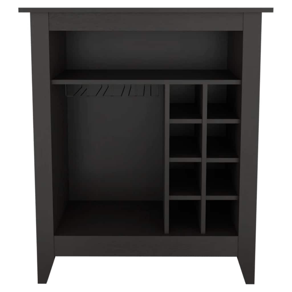 Wood Bar Cart with Wine Storage and Shelves and Cabinet - 17.7” D x 32.4” W x 38” H