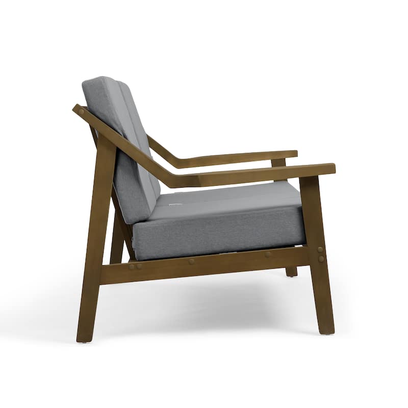 Outdoor Wood Teak Cushioned Patio 2 Seater Loveseat with Coffee Table