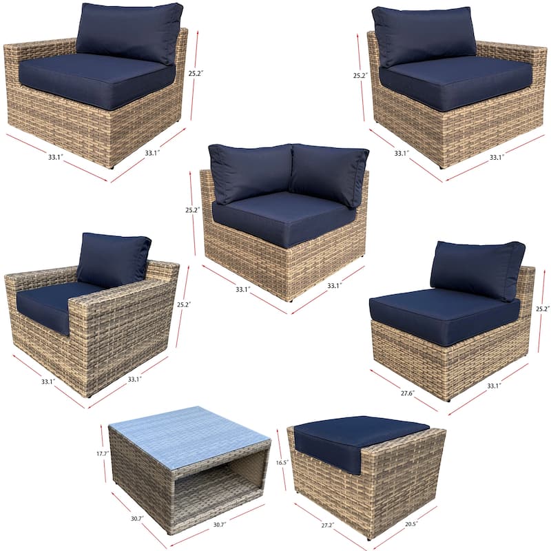 Ventura 9-Piece Multiple Chairs Rattan Seating Collection