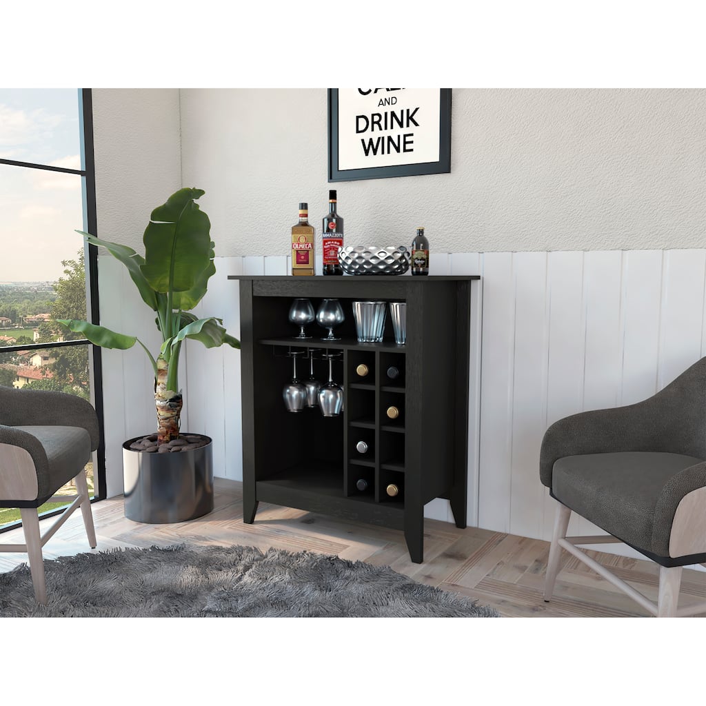 Anmytek Wenge Bar Cabinet Wine Rack with Open Shelf