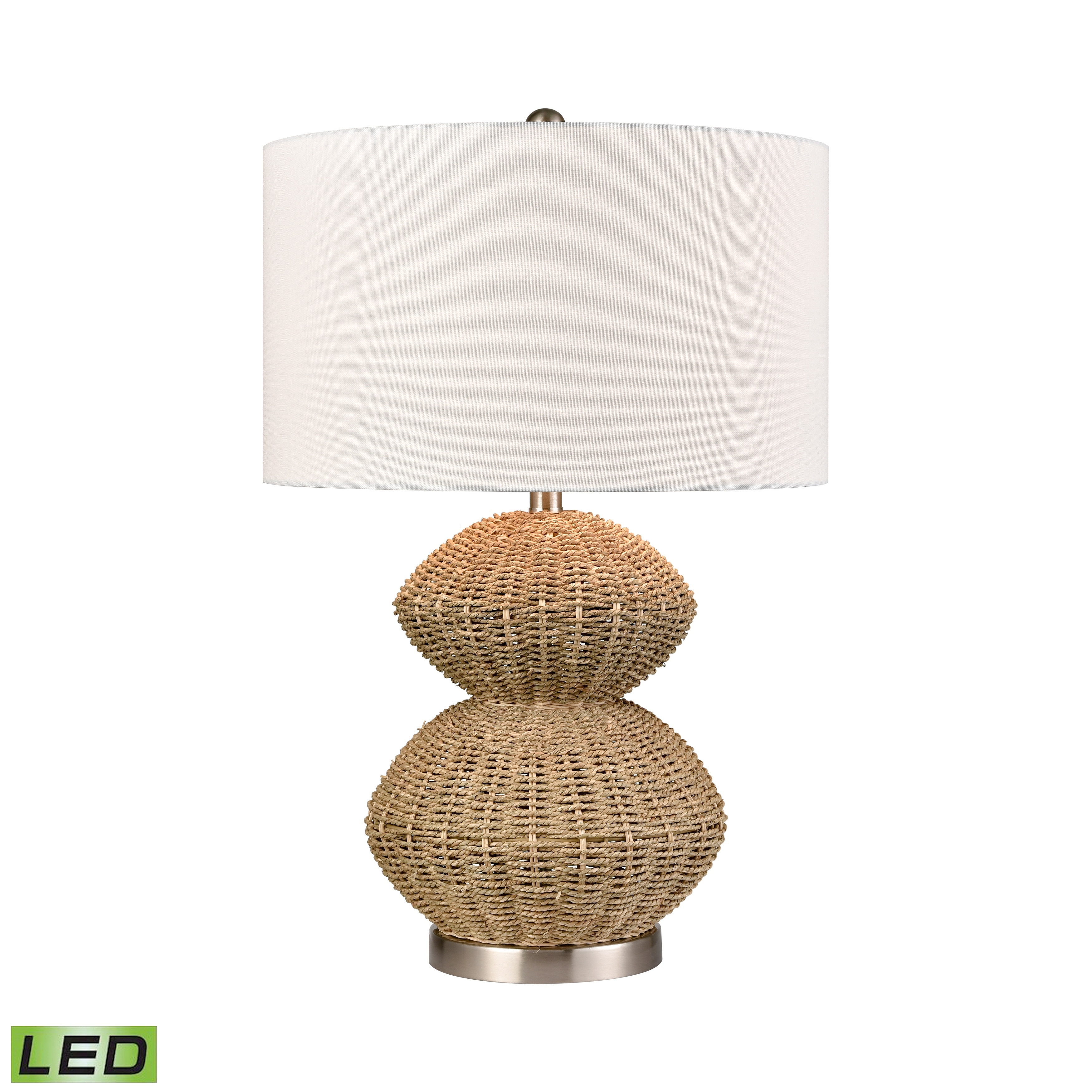 Elk Home Helia Natural With White Linen Drum Shade Table Lamp