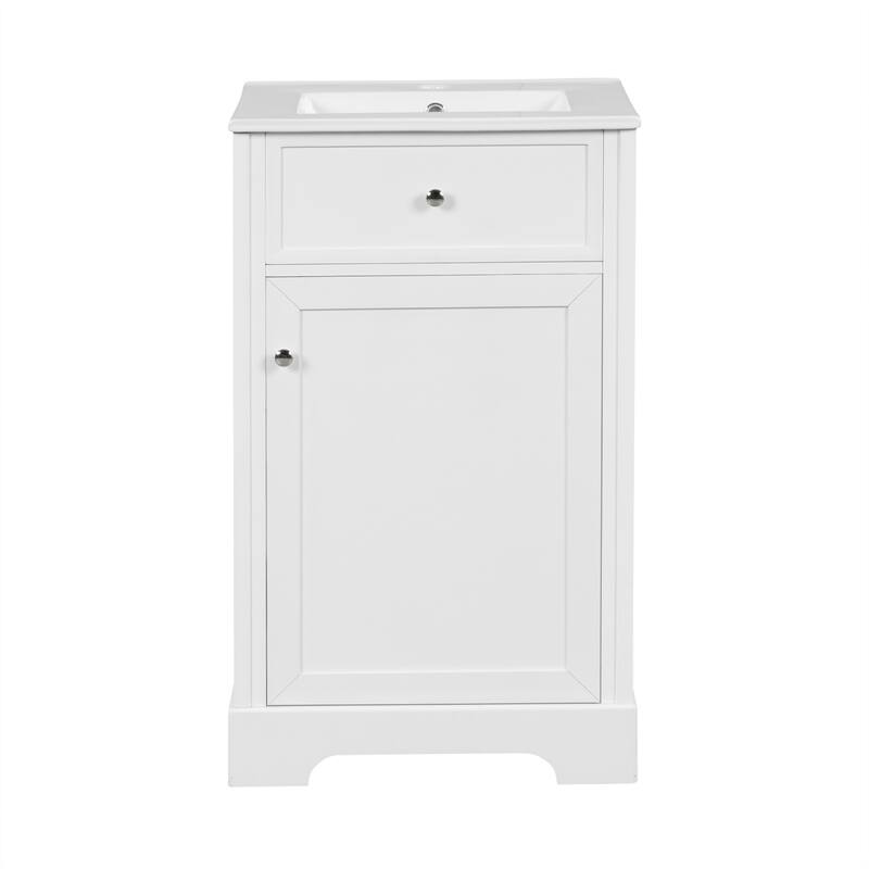 20" Compact Bathroom Vanity with Sink, Cabinet with Soft-Close Door and Side Rack, Storage Vanity with Adjustable Shelf