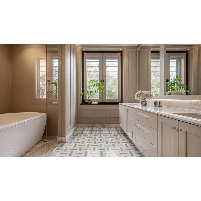 Ackland AKM-S-12X12PTP-CA 12" x 12" Marble Block Random Floor and Wall