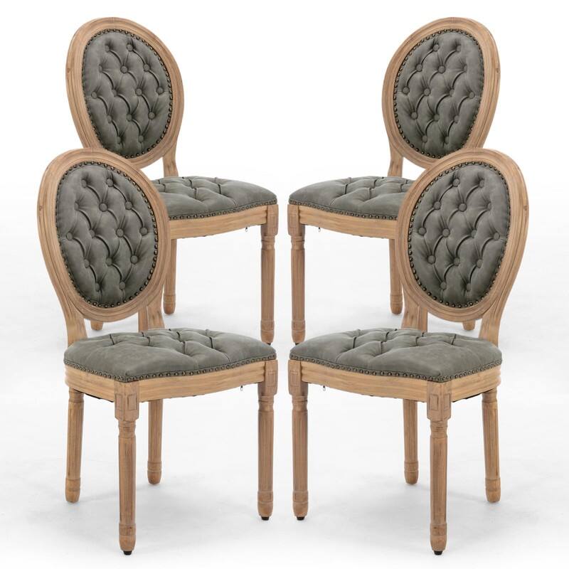 Upholstered French Style Nailhead Dining Chairs(Set of 4)