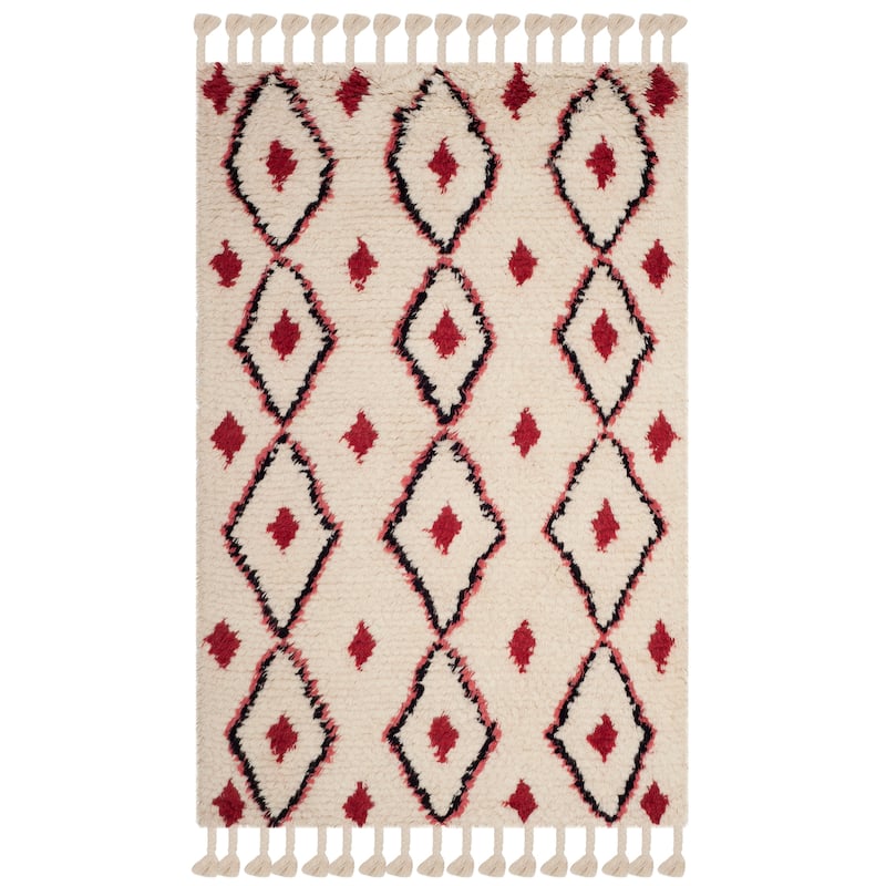 SAFAVIEH Handmade Casablanca Shag Ieteke Tribal Moroccan Wool Rug