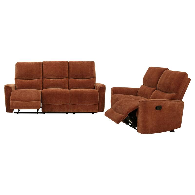 Navarro Upholstered Reclining Sofa Set - Burnt Orange - 2 Piece