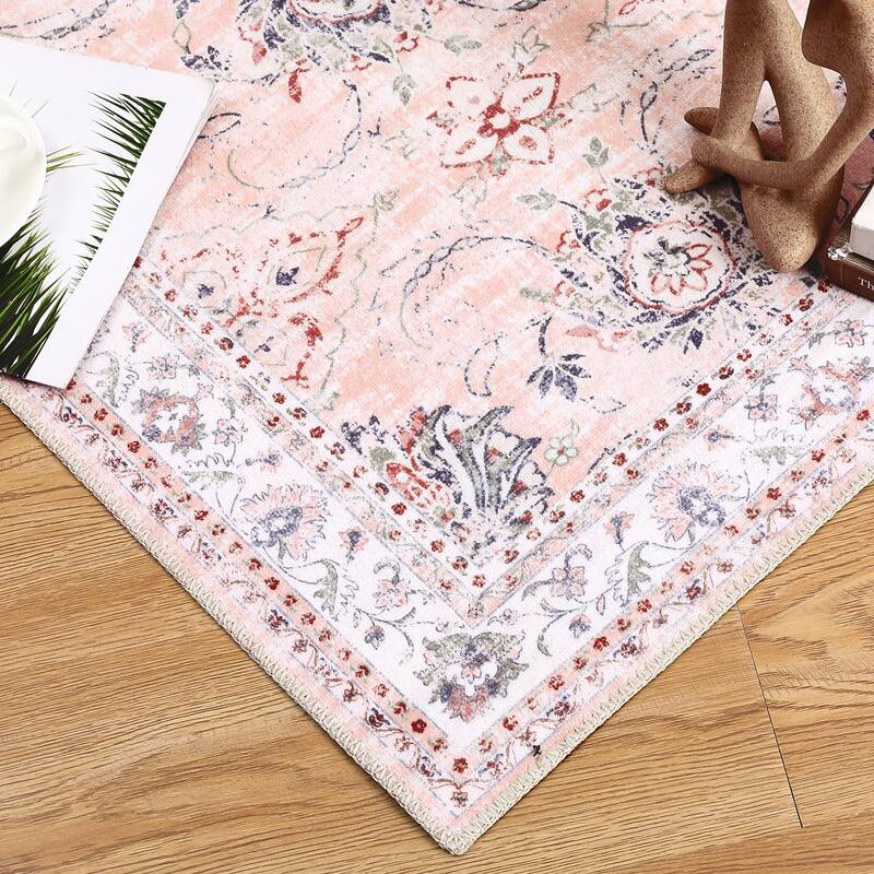 Garvee Boho Rugs Bohemian Rugs Floral Distressed Area Rug