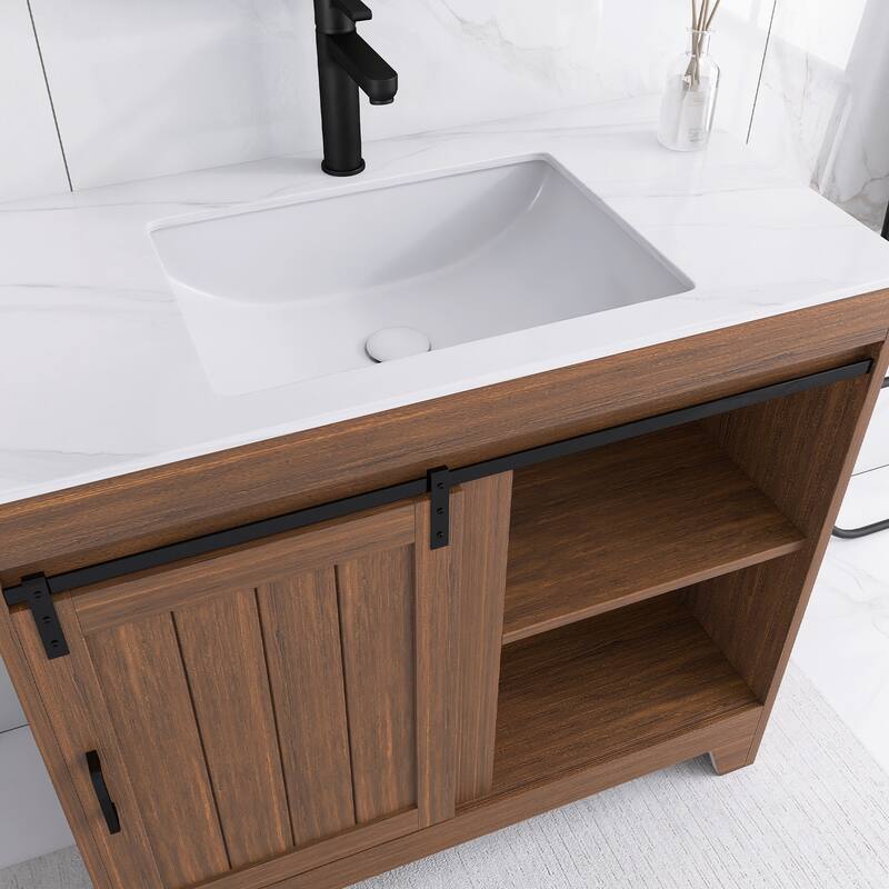 36" Freestanding Bathroom Vanity with Ceramic Sink - 35.83'' x 18.9'' x 33.46''