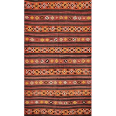 Hand Woven Oriental 100% Wool Carpet Southwestern Tribal Multi-Colored Kilim Area Rug - 9' 11'' X 6' 1''