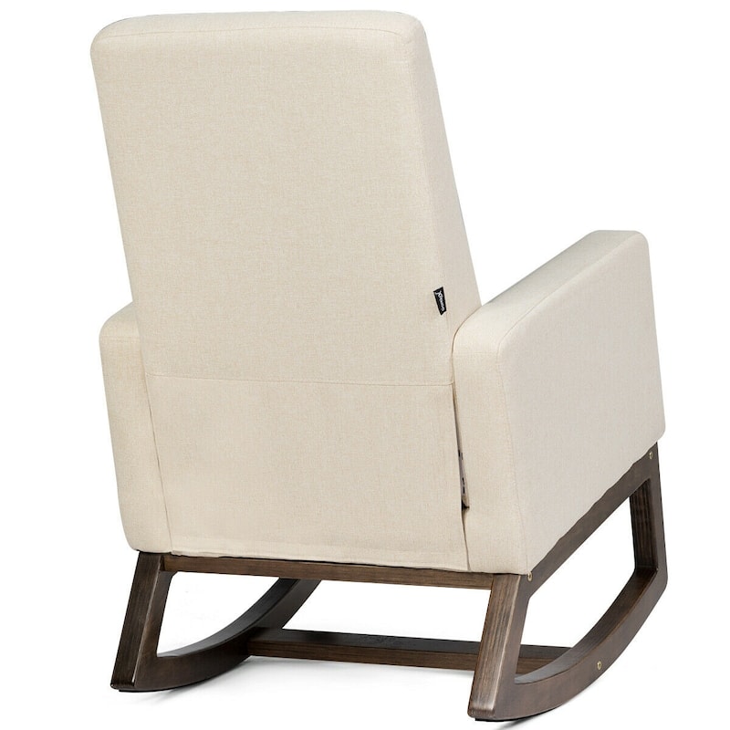 Retro Modern Fabric Upholstered Rocking Chair with Wooden Frame Comfortable Seat for Living Room - 26.5" x 32.5" x 40.5"