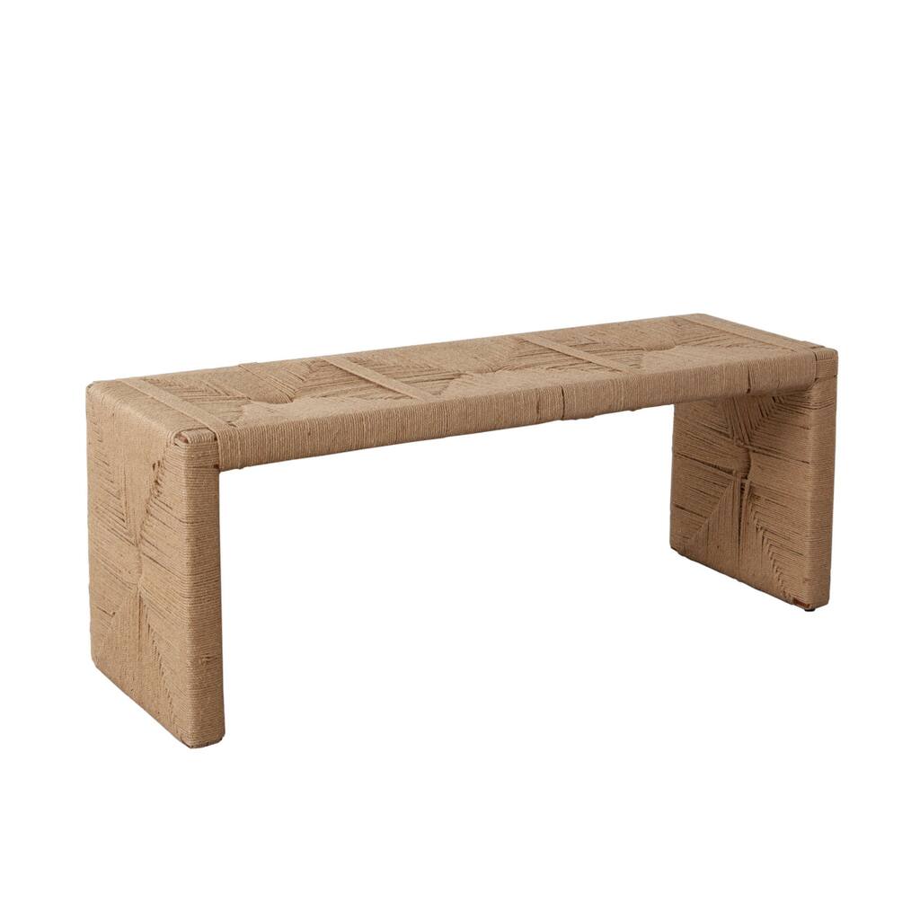 Koe Accent Bench, 49 Inch Wide Handwoven Natural Jute Woven Frame