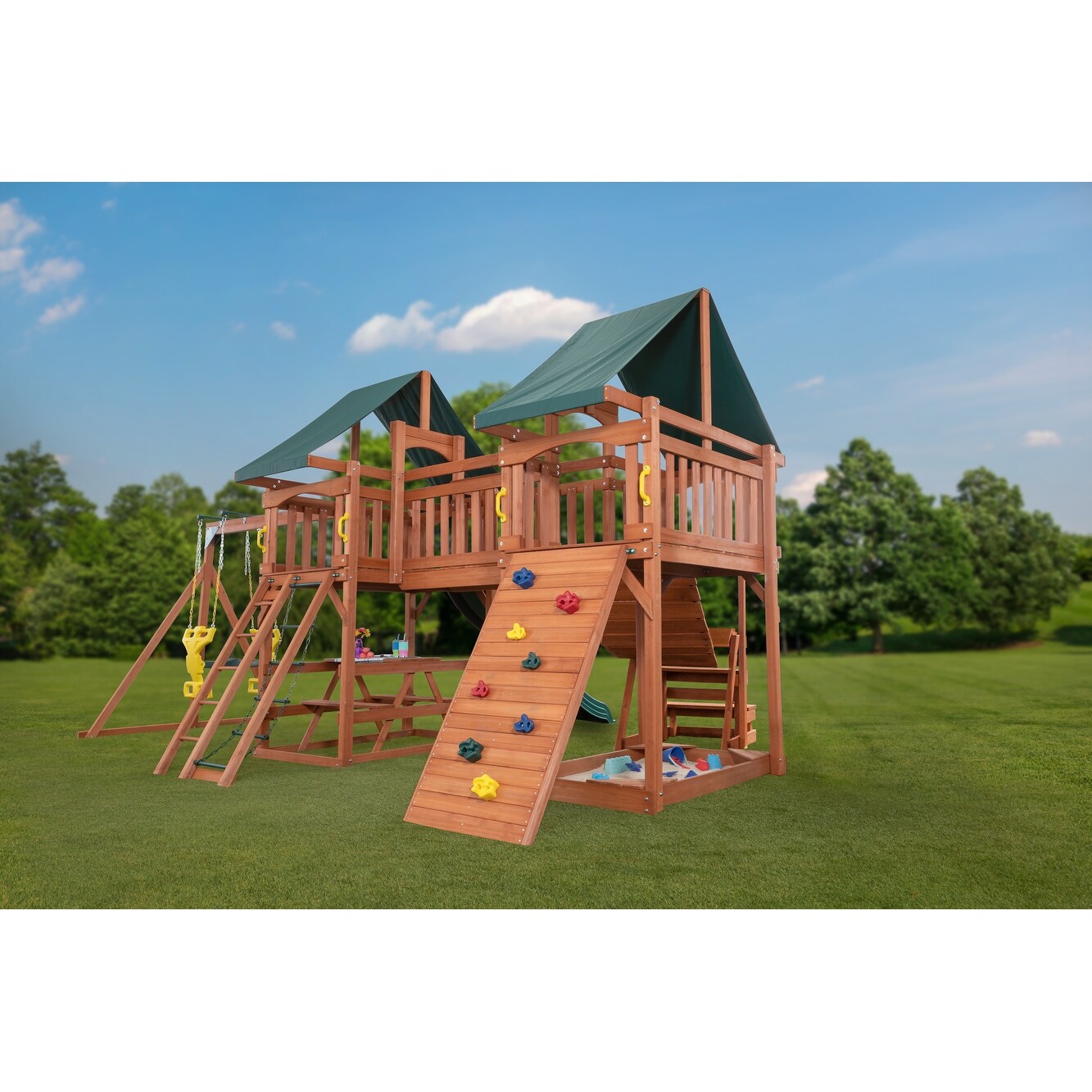 Jungle fun complete wooden swing sale set