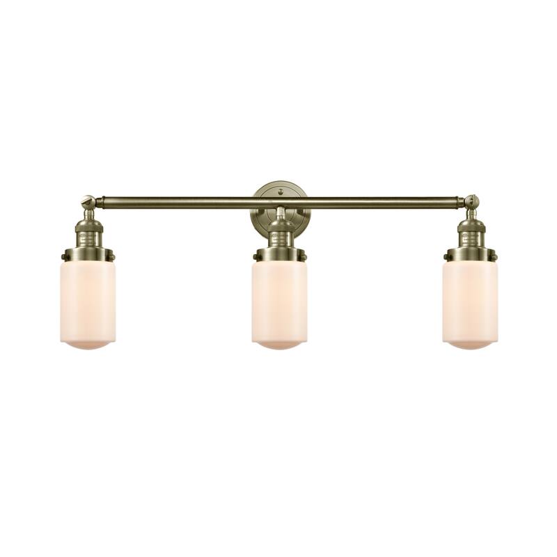 Innovations Lighting Dover 3 Light 31" Wide Bathroom Vanity Light - Antique Brass / Matte White Cased