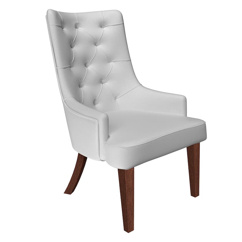 Dining Chair in Leather/Velvet Diamond-Tufted Design Side Chair in Rubberwood
