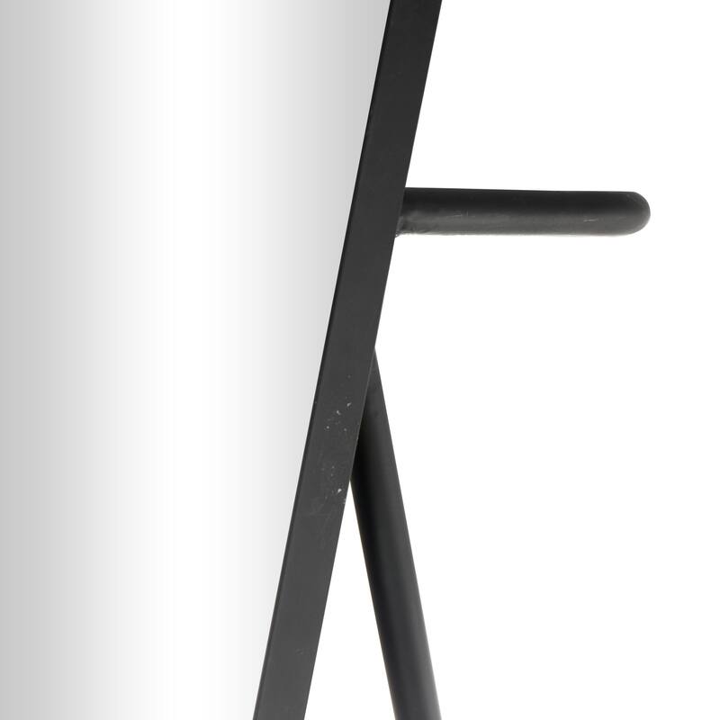 Metal Geometric Foldable Freestanding Minimalistic Oval Room Floor Mirror - Black - Roche River Decor