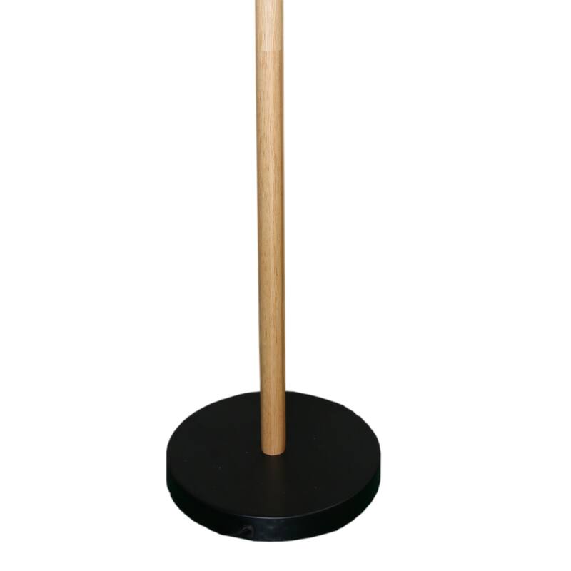 Rachel Modern Floor Lamp with Wooden Pole and White Drum Shade