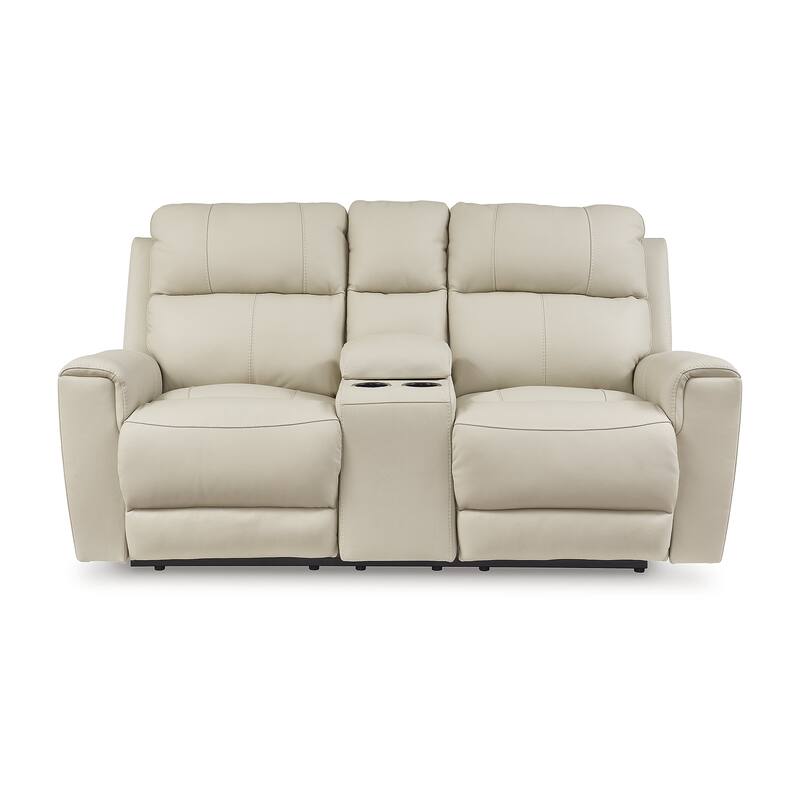 Signature Design by Ashley Dahlmoore Beige Power Reclining Loveseat with Console - 76" W x 42" D x 40" H
