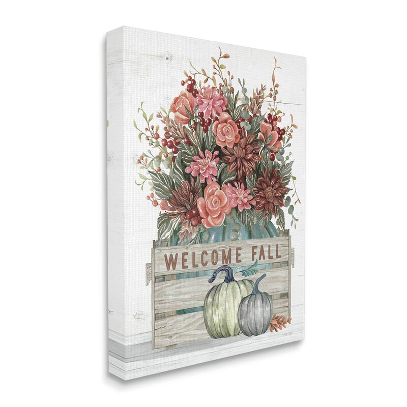 Stupell Industries Welcome Fall Seasonal Blooms Canvas Wall Art by Cindy Jacobs