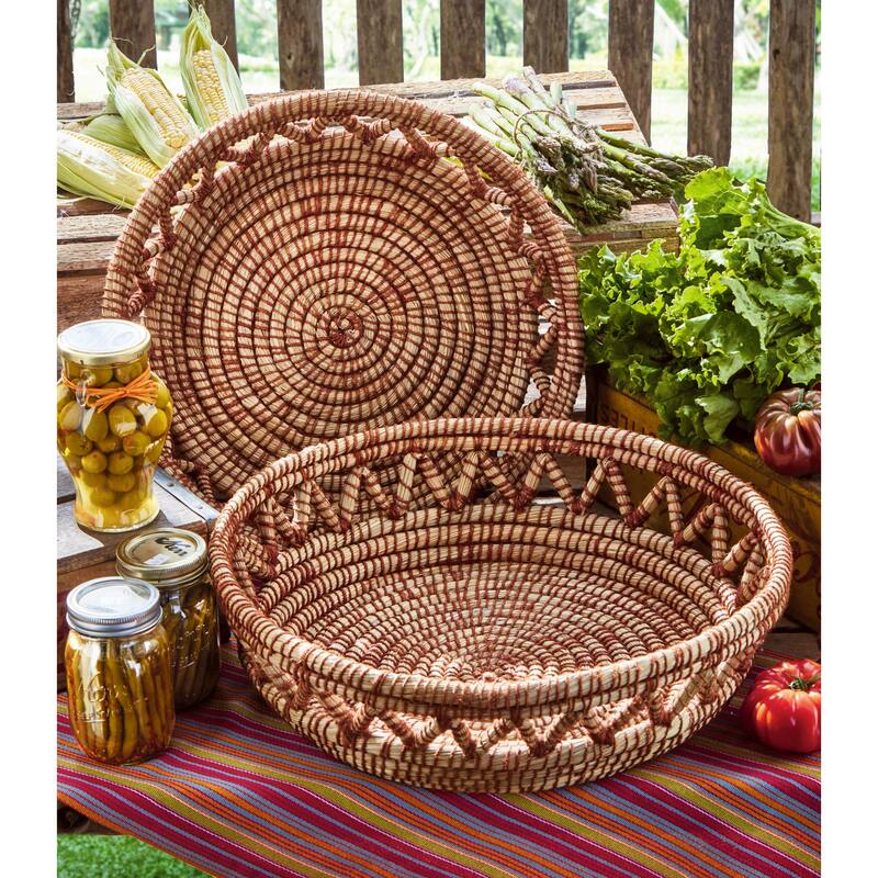 Open Weave Tray Baskets, Set of 2