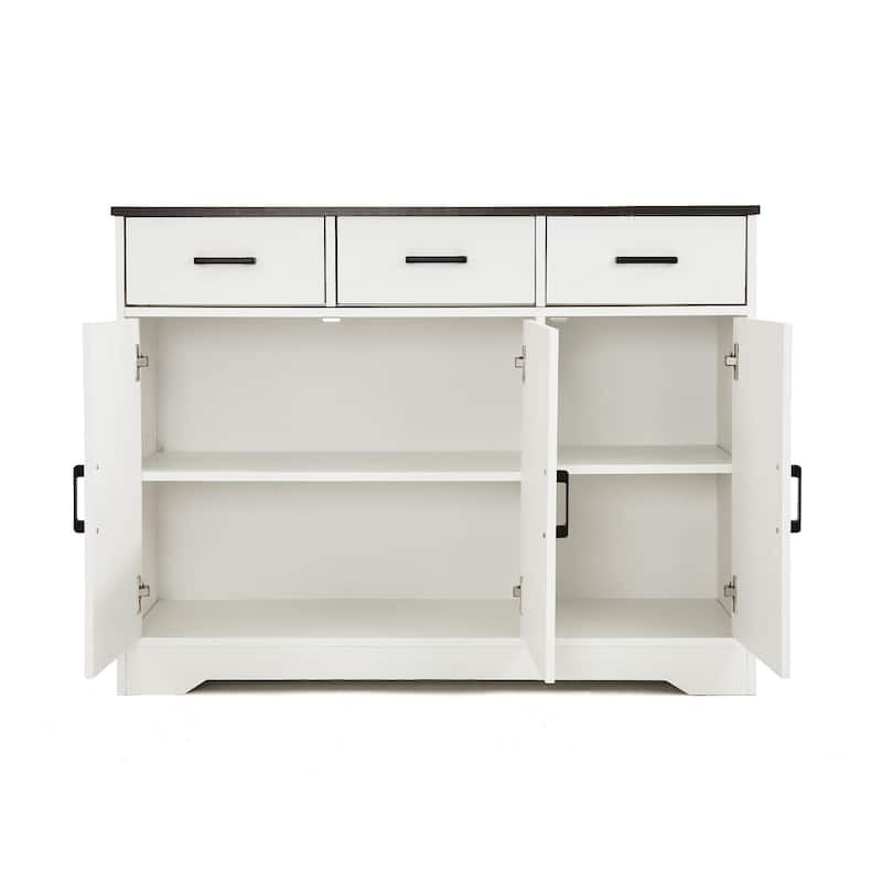 Barn Door Buffets Storage Cabinet Sideboards with 3 Drawers