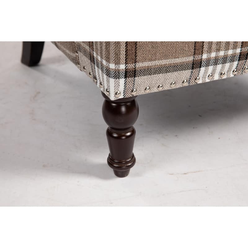 Coffee Modern Cotton High Back Upholstered Accent Chair with Sturdy Metal Frame and Turned Legs