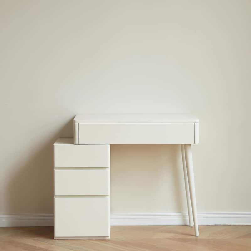 Christopher Knight Home - Claire Solid Wood Vanity Table with Storage Drawers and Matching Stool, Compact 80cm Design