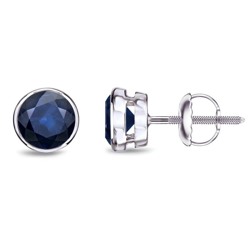 Auriya 14k Gold Bezel-set Sapphire Stud Earrings 1ctw