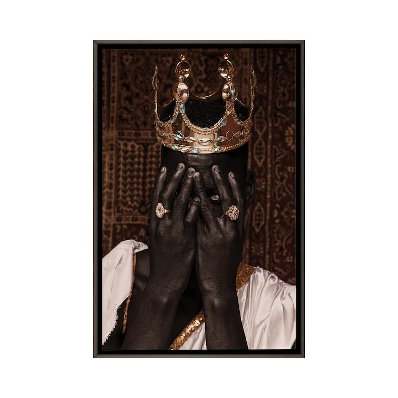 iCanvas "Black King" by Harry Odunze Framed - Charcoal - 26x18