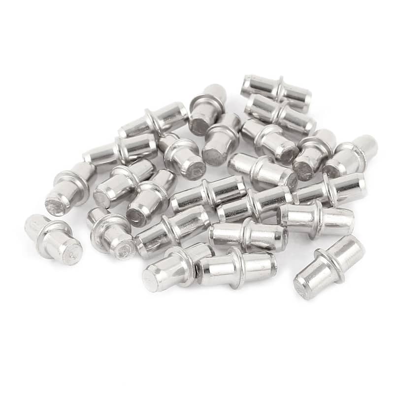 5x13.5mm Metal Cylindrical Shape Shelf Holder Support Pins Studs 25pcs - Silver Tone
