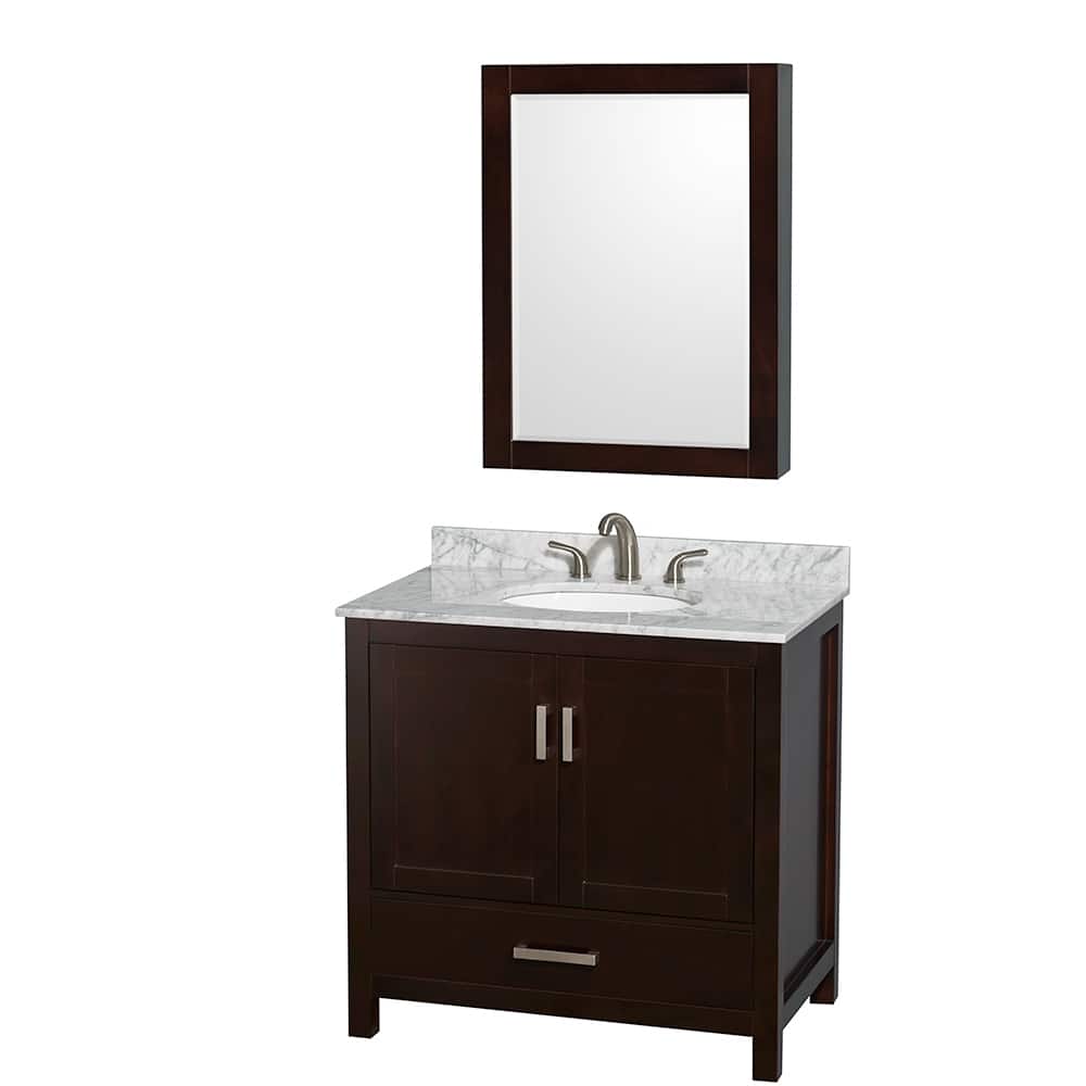Wyndham Collection Sheffield Single Vanity Set, Medicine Cabinet