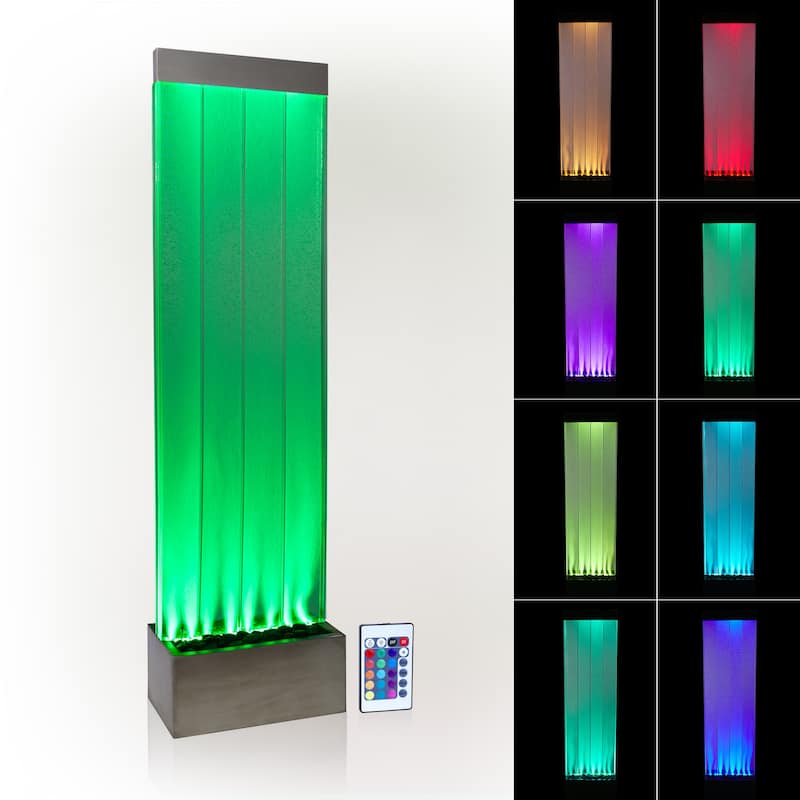 Alpine Corporation 72" Bubble Wall Fountain with Color Changing LED Lights and Remote