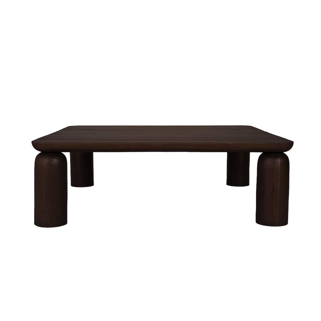 NADAAL STUDIOS Thalira Outdoor Coffee Table, Slatted Top, Solid Teak Wood, Brown Finish
