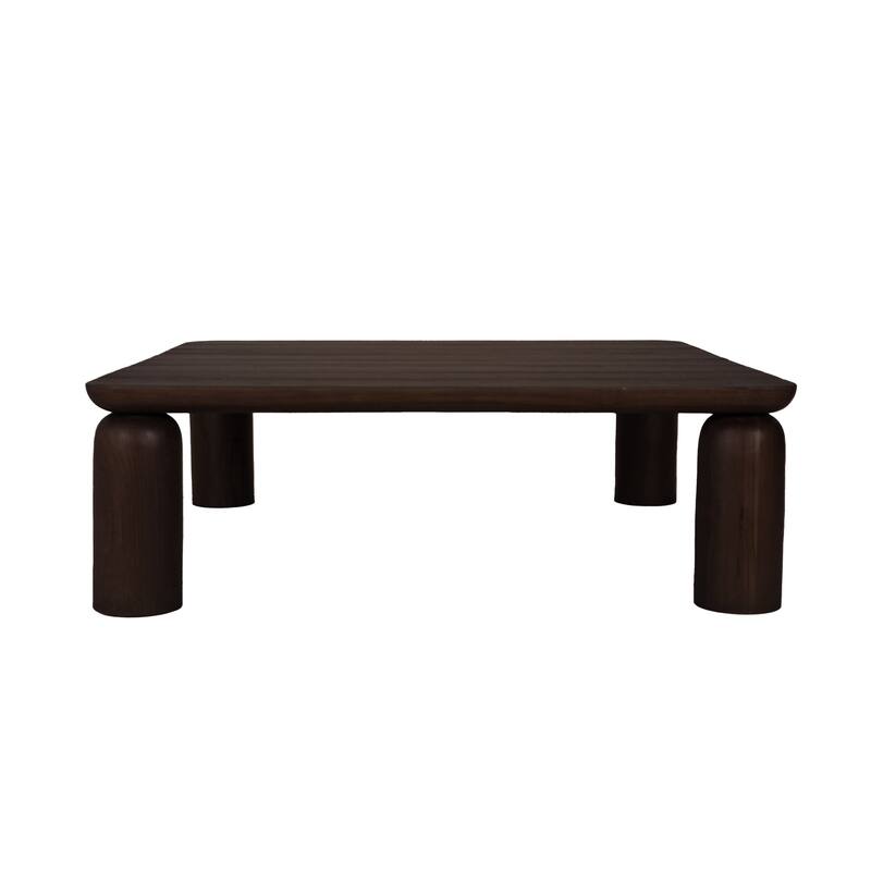 NADAAL STUDIOS Thalira Outdoor Coffee Table, Slatted Top, Solid Teak Wood, Brown Finish