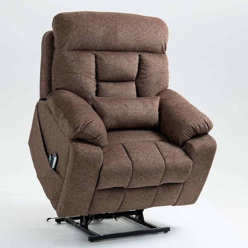 Upgraded Flagship 4-Motor Independent Control Oversized 180° Lay Flat Chenille Power Lift Recliner Chair