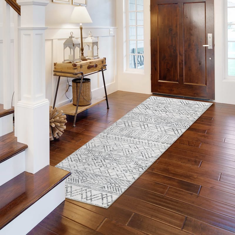 Garvee Boho Area Rug Moroccan Accent Rugs Geometric Distressed Carpet