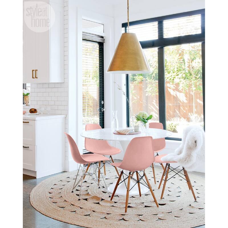Molded Shell Plastic Eiffel Designer Side Chairs Wood Wooden Metal Legs For Kitchen Hotel Office Desk Guest (Set of 2)