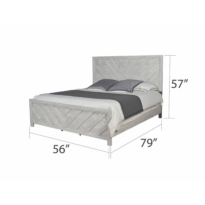 Full Size Wood Modern Platform Bed with Headboard and Slat Support