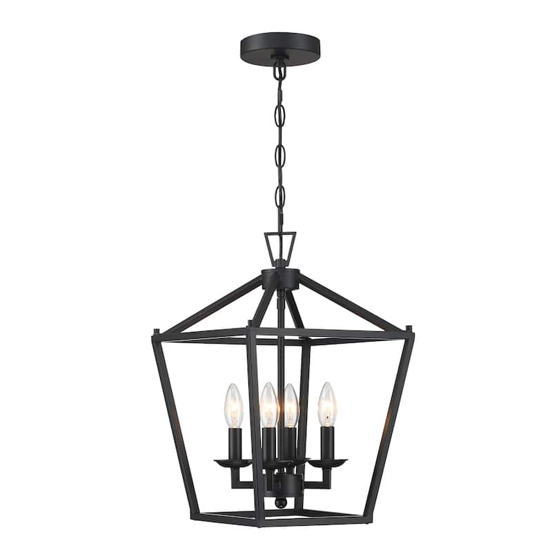 Cage Chandelier 4-Light Lantern Square Light Pendant