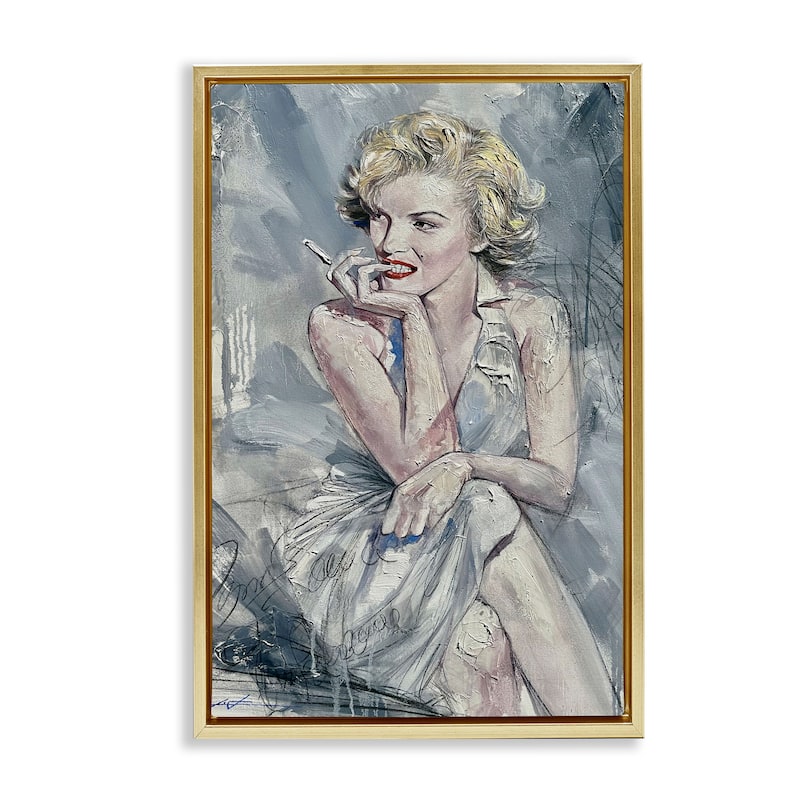 Stupell Elegant Marilyn Abstraction Framed Floater Canvas Wall Art Design By Lucille Lee - 21 x 31 - Gold