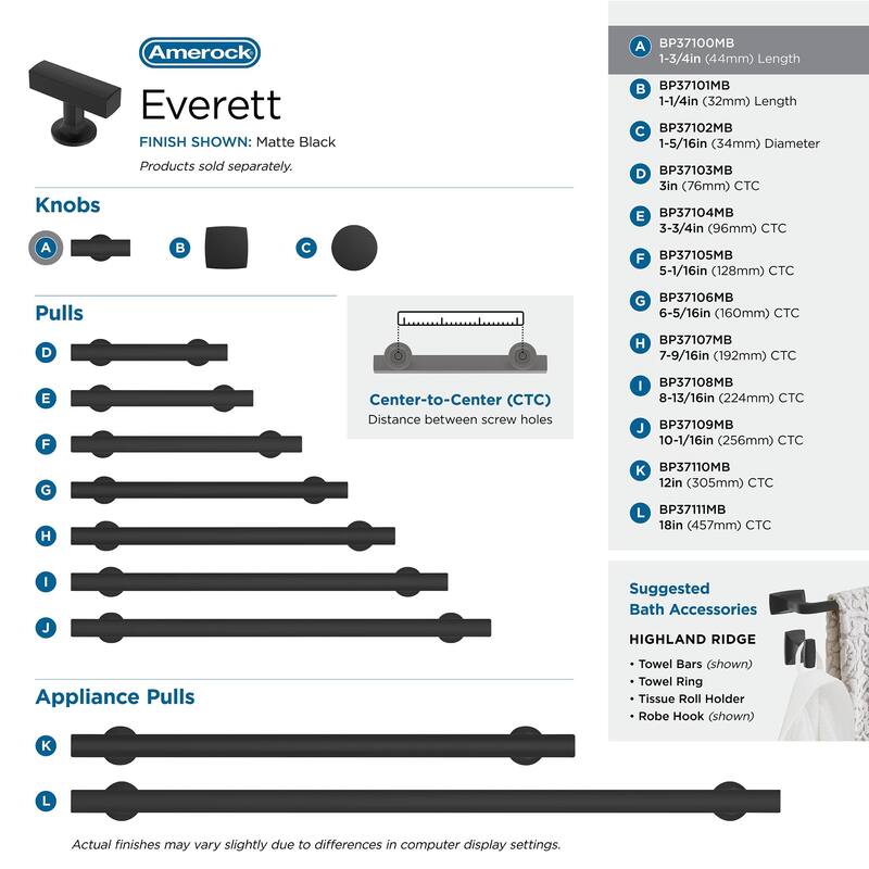 Amerock Everett Cabinet and Drawer Knob