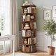 preview thumbnail 61 of 102, 4/5/6 Tiers Round Rotating Bookcase, Revolving Floor Standing Bookshelf Corner Organizer Display Brown-6T