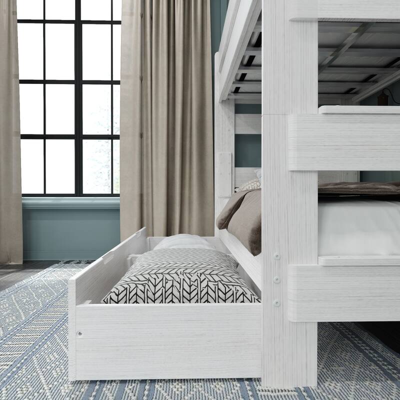 Max and Lily Farmhouse Twin over Twin Bunk Bed with Storage Drawers