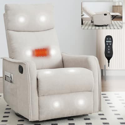 8 Point Vibration 360° Swivel Massage Chair, Adjustable Backrest Manual Recliner Chair with Massage and Lumbar Heating