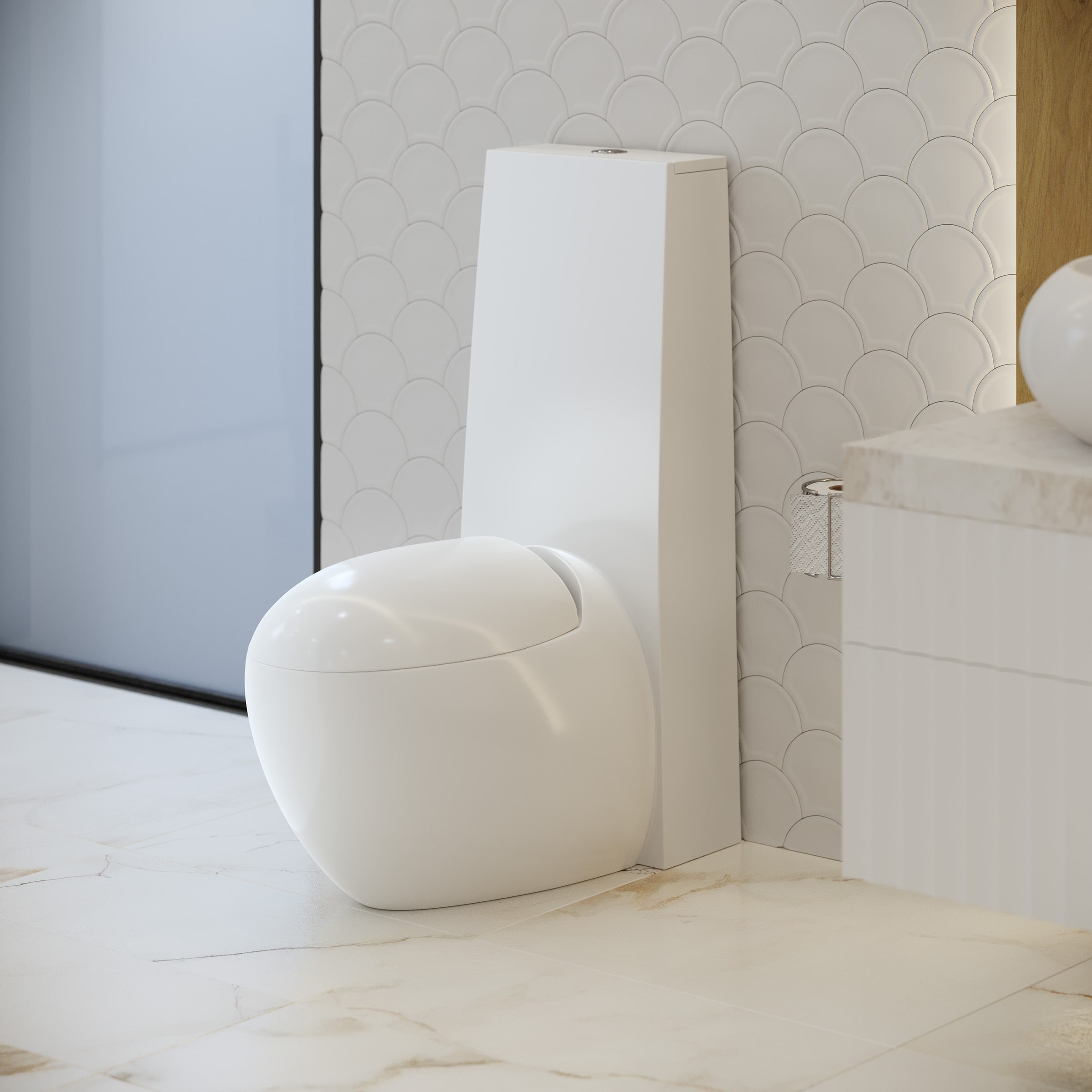 Plaisir One-Piece Elongated Egg Toilet Dual-Flush 1.1/1.6 gpf