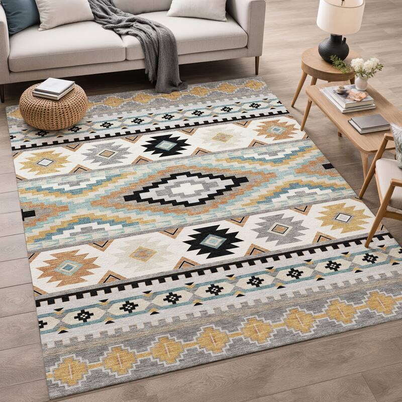 Machine Washable Indoor/ Outdoor Modern Ottawa Chantille Rug