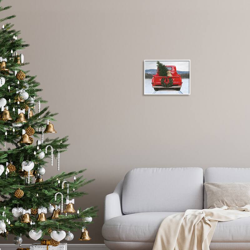 Stupell Holiday Tree in Truck Framed Giclee Art Design by James Wiens