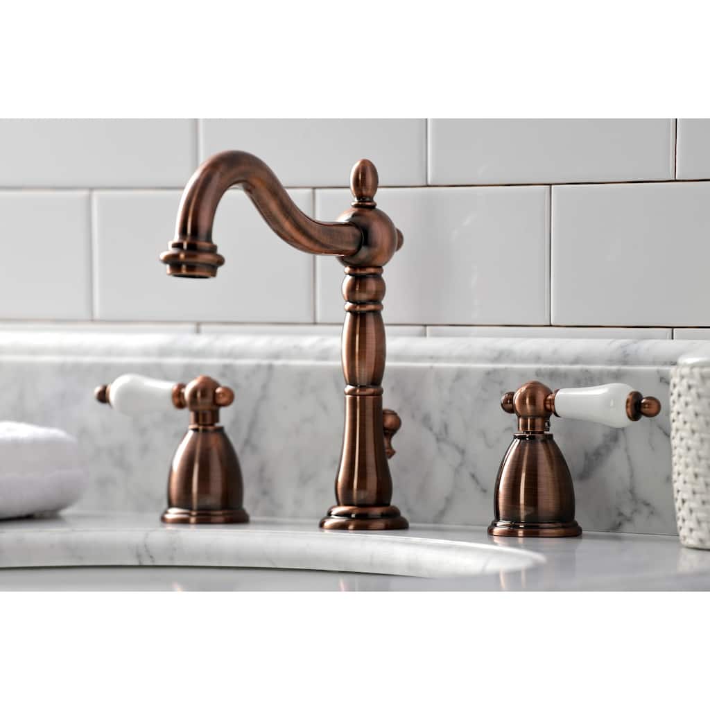 Kingston Brass Heritage 8 in. Widespread Bathroom Faucet in Antique Copper