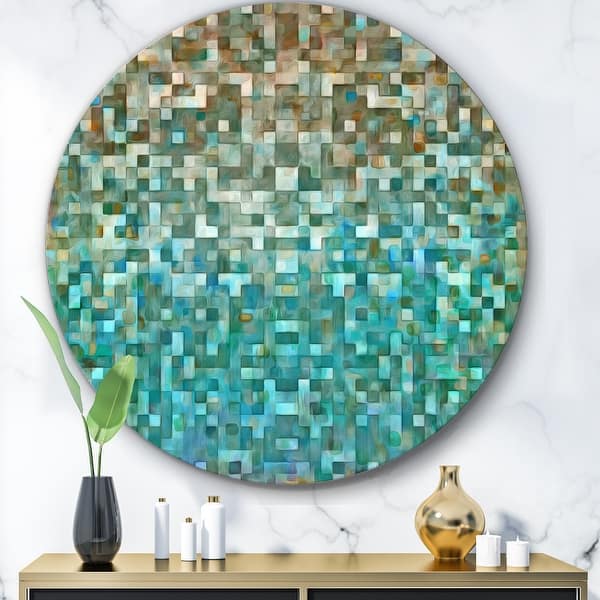 Shop Designart Blocked Abstract Geometric Metal Circle Wall Art